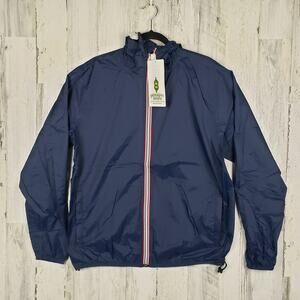NWT Peekaboo Beans Navy Blue Full Zip Windbreaker Jacket Unisex Size Large